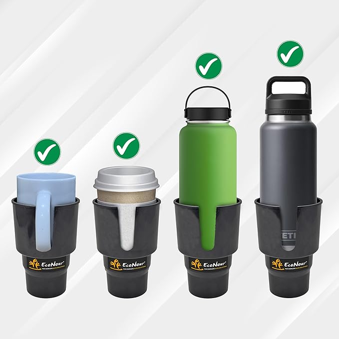 EcoNour Car Cup Holder Expander | Fits 32/40 oz Hydro Flasks, Yeti, Nalgene & Large Bottles up to 3.8" | Universal Cup Adapte