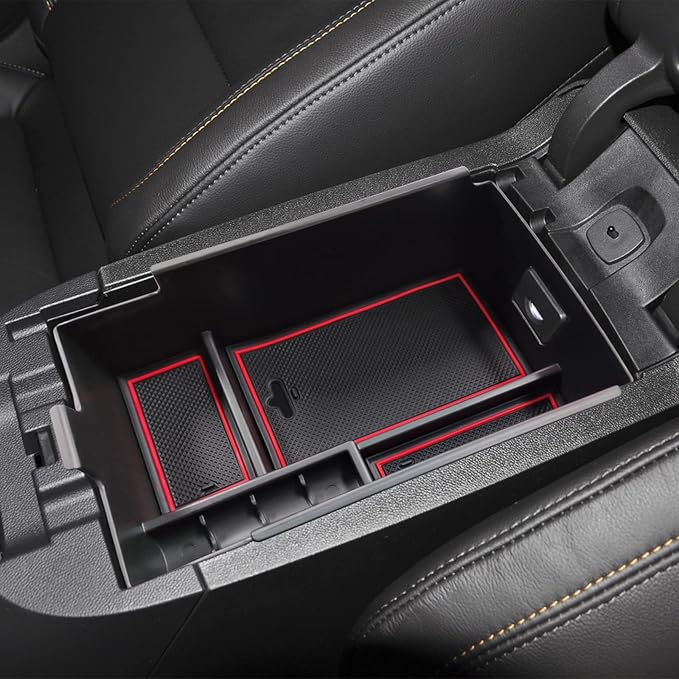 EDBETOS Center Console Organizer Compatible with Chevy Equinox Accessories 2018 2019 2020 2021 2022 2023 2024 Insert Tray Interior Secondary Armrest Storage Box ABS, Red