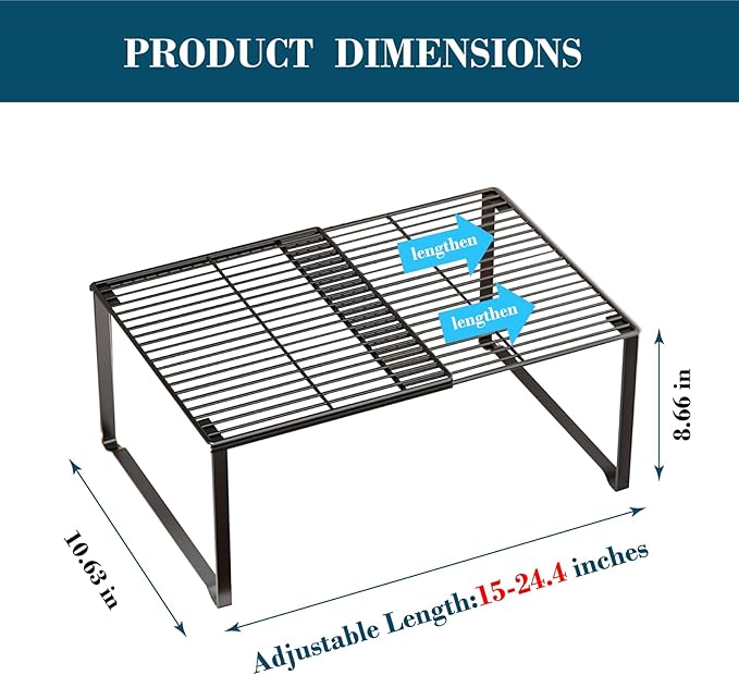Multi-Functional Adjustable Metal Wire Shoe Rack Organizer - Stackable Shoe Storage for Closet, Extendable 15-24.4in, Retract