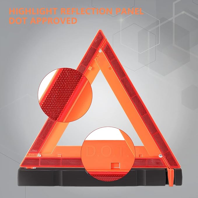 Safety Triangles DOT Approved, Standard Warning Triangles Enmergency Reflector, Emergency Triangles for Vehicles with Carry C
