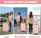 WireHot 22x14x9 Airline Approved Vintage Style Carry On Luggage with Backpack Sets for Women, ABS+PC Hardshell Small 20 inch 