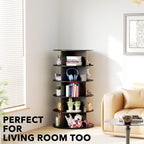 SpaceAid 5 Tier Rotating Shoe Rack Tower, Spinning Shoe Display Lazy Susan, Revolving 360 Shoe Rack Storage Round Carousel, V