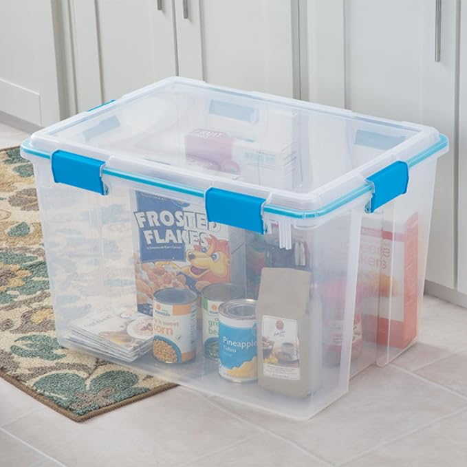 Sterilite 12-Pack Gasket Box, Weather-Resistant Storage Bins with Latching Lids, 80 Quart - Heavy-Duty Organizing Containers 