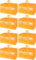 BALEINE 8-Pack Oversized Moving Bags with Reinforced Handles, Heavy-Duty Storage Tote for Clothes, Moving Supplies (Light Yel