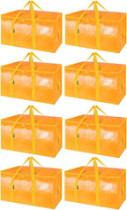 BALEINE 8-Pack Oversized Moving Bags with Reinforced Handles, Heavy-Duty Storage Tote for Clothes, Moving Supplies (Light Yel