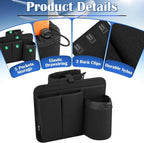 Airplane Seat Back Organizer, Flight Travel Organizer with 3 Metal Clips for Seat Back, Foldable Seatback Hanging Pocket with Storage Bag for Tablet, Passport, Phone, Water Bottle