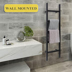 FUIN 57in Wall Mounted Wooden Blanket Ladder Living Room Decorative Farmhouse Quilt Display Holder Rustic Wood Towel Rack for