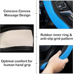 Concave Convex Massage Black Blue Microfiber Leather Steering Wheel Cover, 14.5-15 Inch Non-Slip Breathable Microfiber Car St