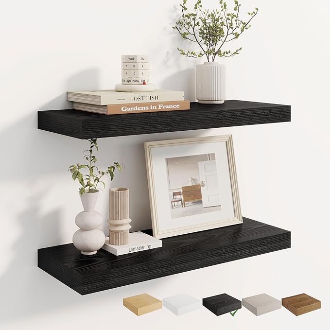 Dreamland 24 Inches Floating Shelves for Wall, 8" Deep Long Floating Shelves Set of 2, Large Display & Storage Shelf, Wall Sh