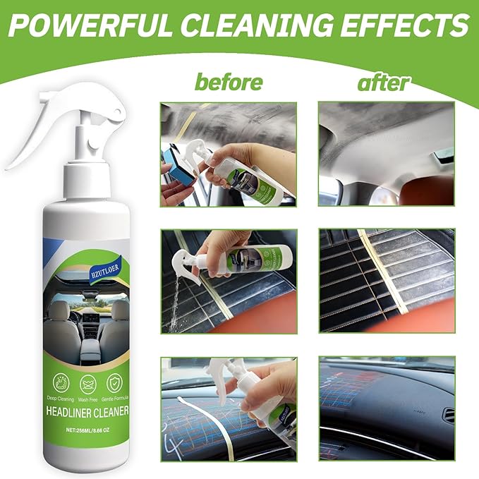 8.66 OZ (256 ml) Car Ceiling Cleaner,Headliner Cleaner,Multifunctional Car Interior Roof Fabric Cleaner Spray,Multi Purpose D