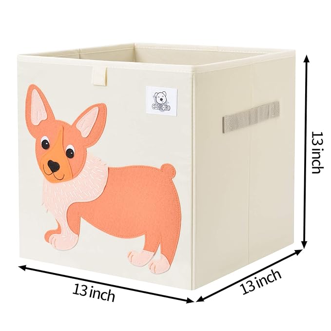 CLCROBD Foldable Animal Cube Storage Bins Fabric Toy Box/Chest/Organizer for Toddler/Kids Nursery, Playroom, 13 inch (Dog)