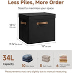 StorageWorks Fabric Storage Bins with Lid, Decorative Storage Boxes for Shelves, Stackable Closet Organizer Basket with Handl