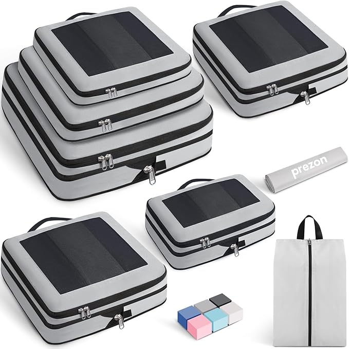 Compression Packing Cubes for Travel, Lightweight Vacation Travel Essentials, Travel Accessories for Suitcase Organizer Bags 