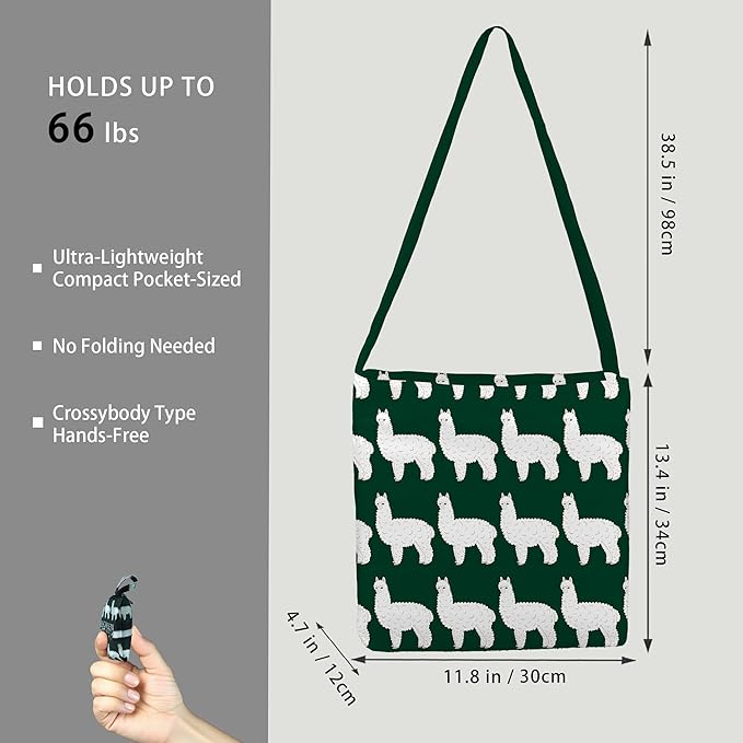 BeeGreen Reusable Grocery Shopping Bag -Travel Tote Bag - Foldable Compact Sturdy Bags