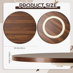 24" Black Walnut Wood Lazy Susan for Table Top, Large Turntable Rotating Serving Tray for Counter Top Solid Wooden Round Lazy