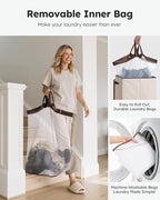 SOLEDI Laundry Hamper with Lid 130L Large & Tall Collapsible Laundry Basket, Clothes Hamper with Bag Removable Easy to Carry,