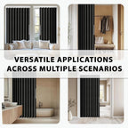 Jilron Accordion Door Curtain Set - 100% Blackout, with Curtain Rod Included, for Bedroom Privacy Protection (Black-43 W x 78
