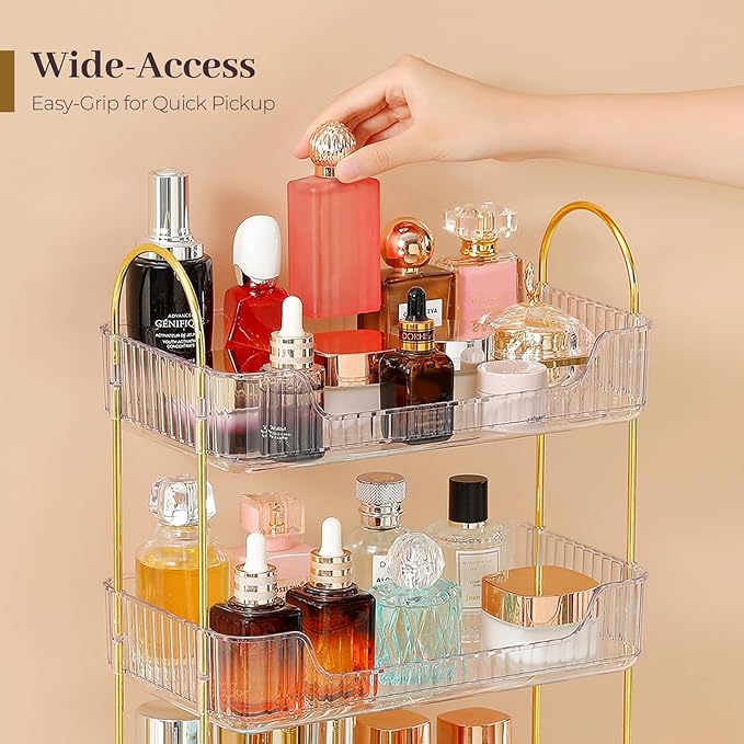 Aveniee Bathroom Counter Organizer, 3 Tier Perfume Skin Care Countertop Storage Shelf, Vanity Makeup Tray for Cosmetic Skinca