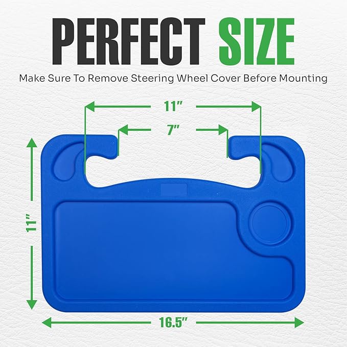 lebogner Steering Wheel Tray, Car Food Trays for Eating, Laptop, Tablet, iPad Or Notebook, Hook On Auto Steering Wheel Desk Table, Fits Most Vehicles Steering Wheels, Travel Car Accessories, Dark Blue
