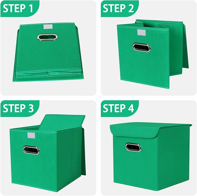 Closet Organizers Fabric Storage Bins With Lids Collapsible Cube Storages Organizer Basket With Handles,Storage Boxes for Clo