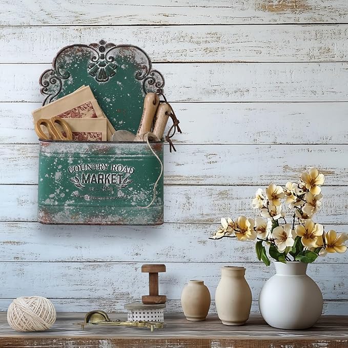 Metal Hanging Storage Baskets Wall Baskets for Mail, Files,Flowers, Books & Accessories, Wall-Mounted Organizer for Entryway,