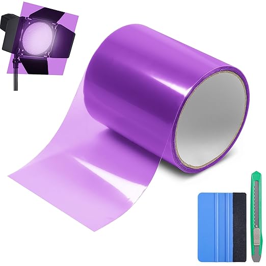 Lypumso Color Transform Light Filters, DIY Self Adhesive Car Light Tint Repair Tape for Headlight Fog Tail Lights, Transparent Outdoor Lights Window Home Decor Vinyl Wrap Film (Purple, 4in x 20ft)