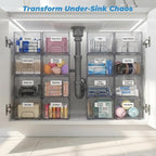 Acrylic Stackable Storage Drawers, [2-Pack] Clear Organizer Bins with Built-in Handles, Smooth Slide-Out Design for Vanity, U
