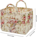 Boho Fabric Storage Basket, Large Capacity Laundry Basket, 12.2'' x 10.23'' x 10.23'' Collapsible Laundry Hamper with Easy Ca