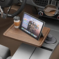 Car Tray & Car Desk for Laptop with Anti-Slip Protective Mat, 360° Rotating Wood Cup Holder Table, Eating Food, Working, Compatible with Tesla Model Y/3/S, Ford F150/Explorer/Maverick & Most Vehicles