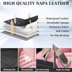 Coverado Seat Covers Full Set, Waterproof Nappa Leather Seat Covers for Cars, 5 Seats Universal Car Seat Protectors, Black an