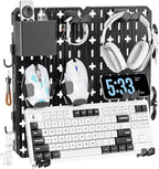 KDD Keyboard and Mouse Display Stand Holder, Wall Mount Office Organization Pegboard Combination Kit with Pen holder, Hooks, 