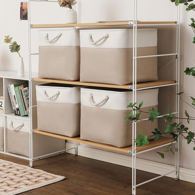 13×15×13 Inch Storage Cubes,6 Pack Cube Storage Bins for Shelves,Fabric Collapsible Storage Bins with Handles, Foldable Stora