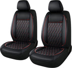 CAROMOP Faux Leather Car Seat Covers 2 Front Set,Luxury and Comfortable Seat Covers for Cars, Airbag Compatible Car Interior 