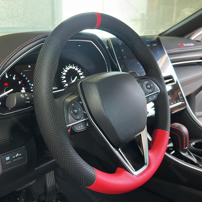 MEWANT Breathable Hand Sewn Car Steering Wheel Cover for Toyota Camry 2018-2019 / Toyota Avalon 2019 / Toyota Corolla 2019-2020 / Toyota RAV4 2019 Steering Wheel Accessories
