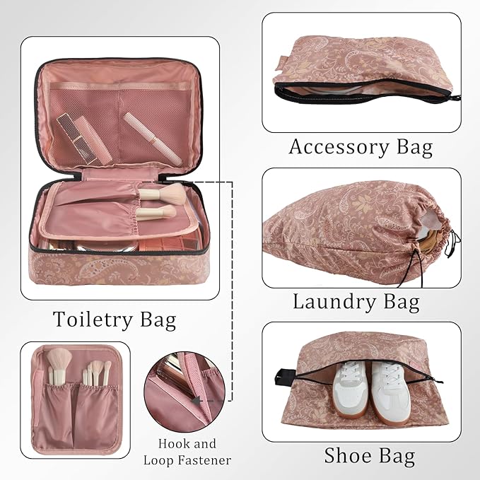 U+U 10 Set Compression Packing Cubes - Ultralight Travel Organizers with Laundry Bag, Space-Saving Suitcase Organizer, Expand