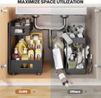 2 Pack 17IN-Depth Under Sink Organizer,Pull Out Cabinet Organizer With Smooth Cylindrical Rail,Metal Slide Out Drawer for Kit