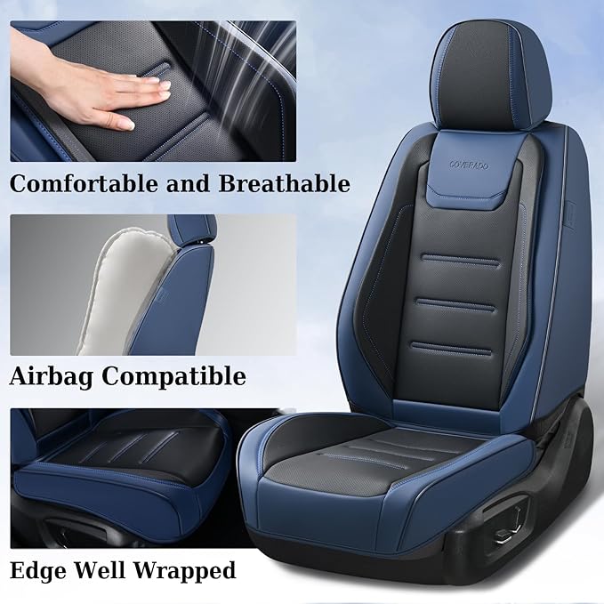 Coverado Car Seat Covers, Front Covers for Cars, Car Seat Cover Front Seats, Car Seat Protector Waterproof, Leather Car Seat 