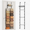 SWTYMIKI Over The Door Purse Organizer - Wall Mounted Handbag Organizer with 16 Hooks and Metal Basket, Hanging Purse Storage