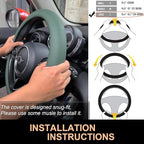 PINCTROT Large Size Nappa Leather Steering Wheel Cover, Slim Fit No Bulk Design, One Piece Leather with Breathable Perforatio