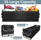 Car Trunk Organizer,Heavy Duty Collapsible 95 L Capacity Car Trunk Storage Organizer,Multi-Compartment Pockets, Adjustable Stra
