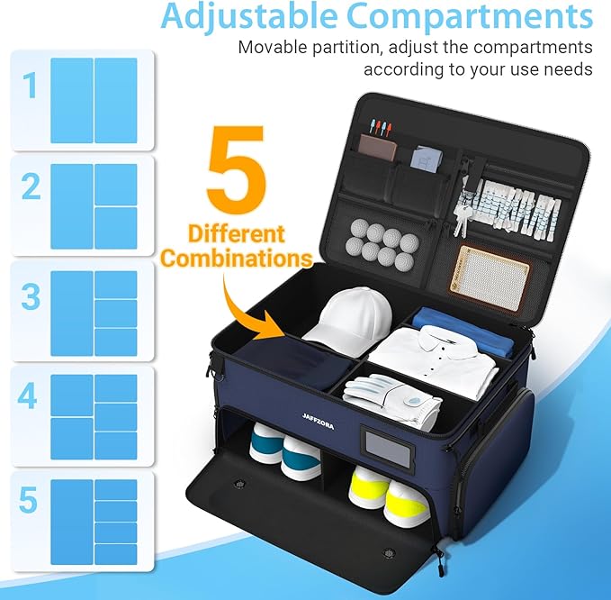 4-Layer Golf Trunk Organizer, Golfer Gifts for Men Women with Separate Ventilated Compartment for 2 Pairs Shoes, Waterproof