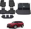 Floor Mats for Toyota Highlander 2020-2026, All Weather Floor Mats Trunk Cargo Liner with Backrest Protectors Accessories, Full Coverage Set (Fit 7 Sests)