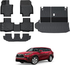 Floor Mats for Toyota Highlander 2020-2026, All Weather Floor Mats Trunk Cargo Liner with Backrest Protectors Accessories, Full Coverage Set (Fit 7 Sests)