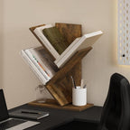 Furinno Tree Book Shelf, 3-Tier Bookshelf with Angled Open Shelf, Tree Bookcase for Room Decor, 8.4 x 15.7 x 21.3, for Organi