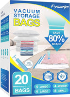 Fygrip Vacuum Storage Bags with Hand Pump, Plastic Packaging Bags, 80% Space Saver Vacuum Seal Bags for Clothing, Travel Lugg