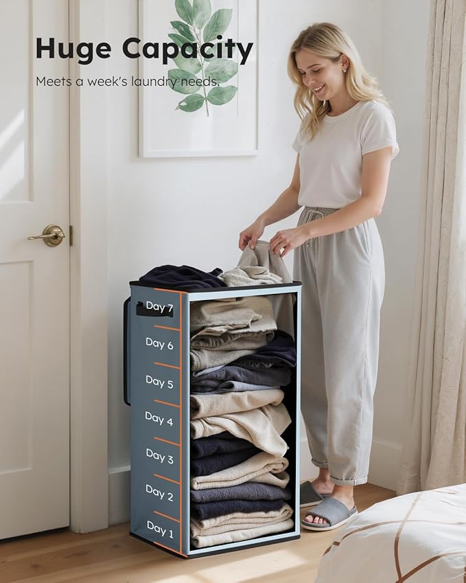 SOLEDI Laundry Hamper with Lid 100L Large & Tall Collapsible Laundry Basket, Clothes Hamper with Bag Removable Easy to Carry,