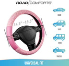 Road Comforts Leopard Steering Wheel Cover for Women, Cute Anti-Slip Microfiber Leather, Universal Fit 14.5-15 Inch Round Ste