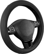 Road Comforts Leather Steering Wheel Cover with Decorative Trim and Piping, Anti-Slip Breathable Design, Fits 14.5–15 Inch Ro