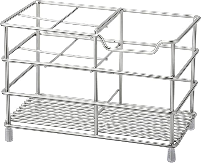 Urbanstrive 304 Stainless Steel Bathroom Toothbrush Holder Toothpaste Holder Stand Bathroom Accessories Organizer (Silver, La