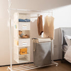 BrilliantJo 2 Pack 6 Shelves Hanging Closet Organizer with 2 Drawer, Hanging Storage with 4 Side Pockets for Clothes Shoes, 4